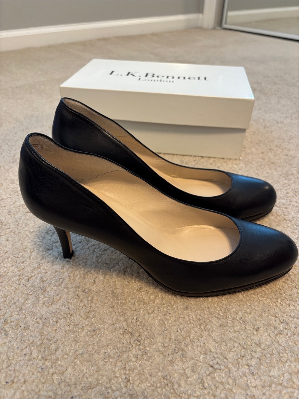 LK Bennett Black Leather Pointed Heel Pumps